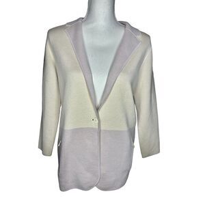 Karen Millen Women's Cardigan Cream Color Block Cardigan Sz M NWT $225